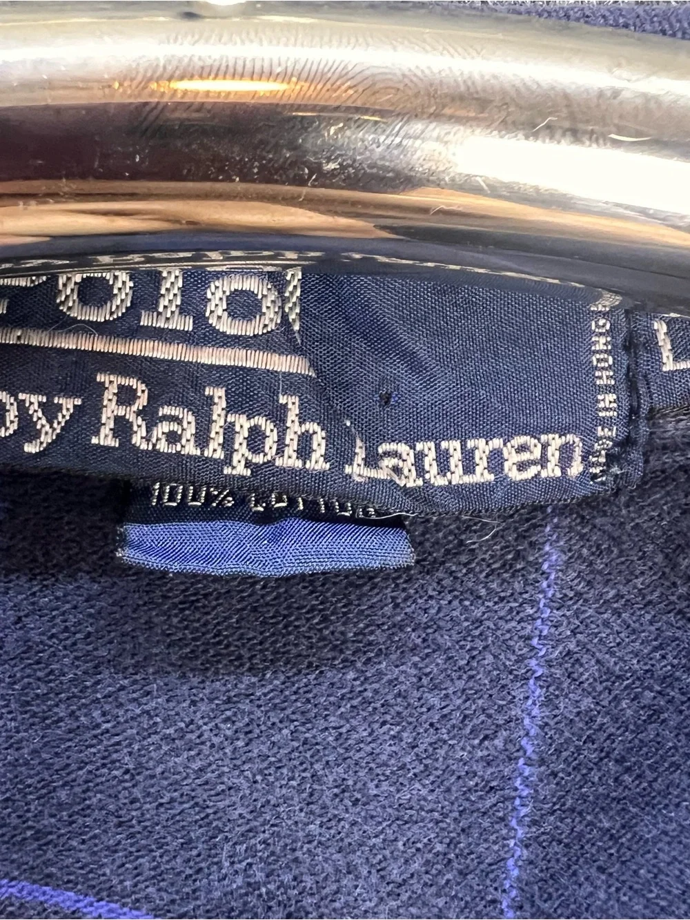 Vintage Polo Ralph Lauren 1/4 Button Polo Shirt Size Large Blue Windowpane Check